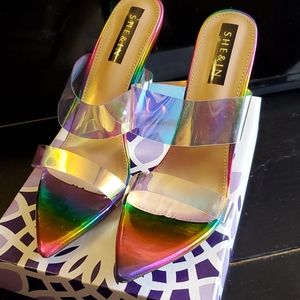 Multi colored opened/pointed toe stiletto